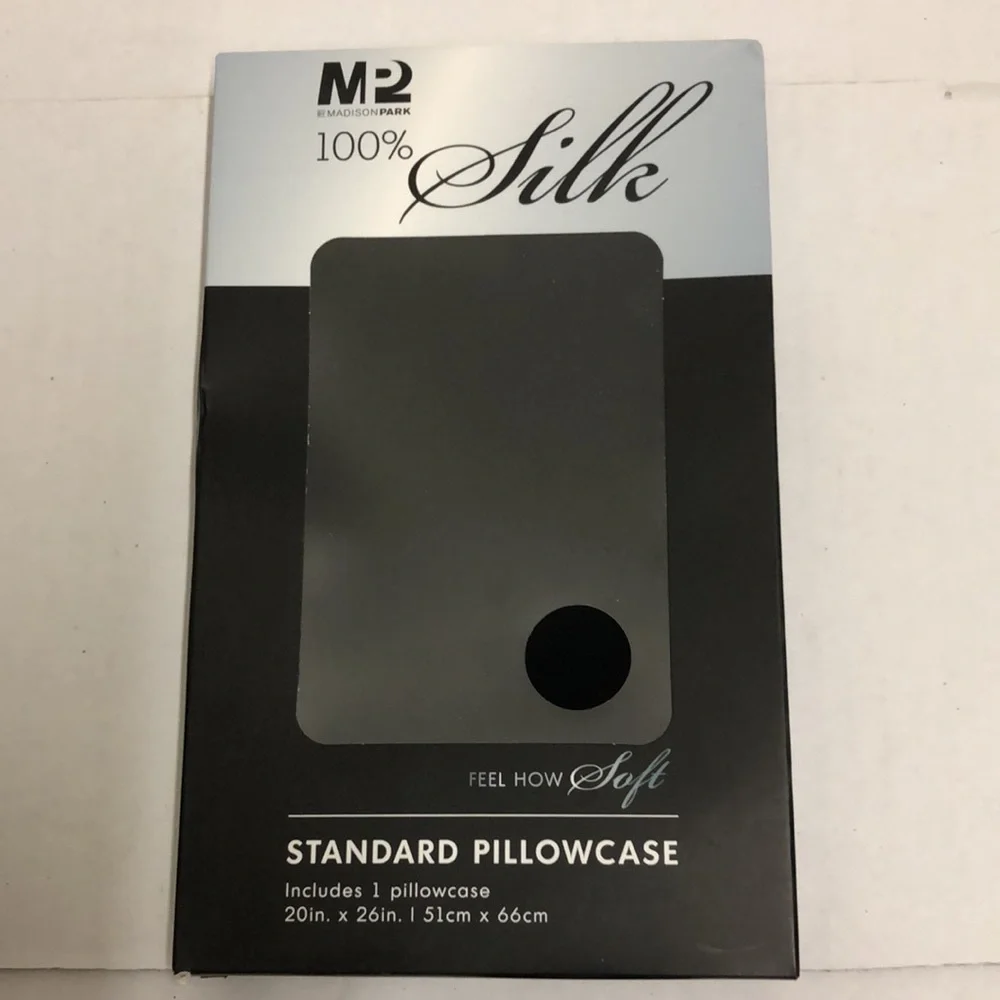 Madison Park Black Silk 100% Mulberry Standard or Queen Pillowcase